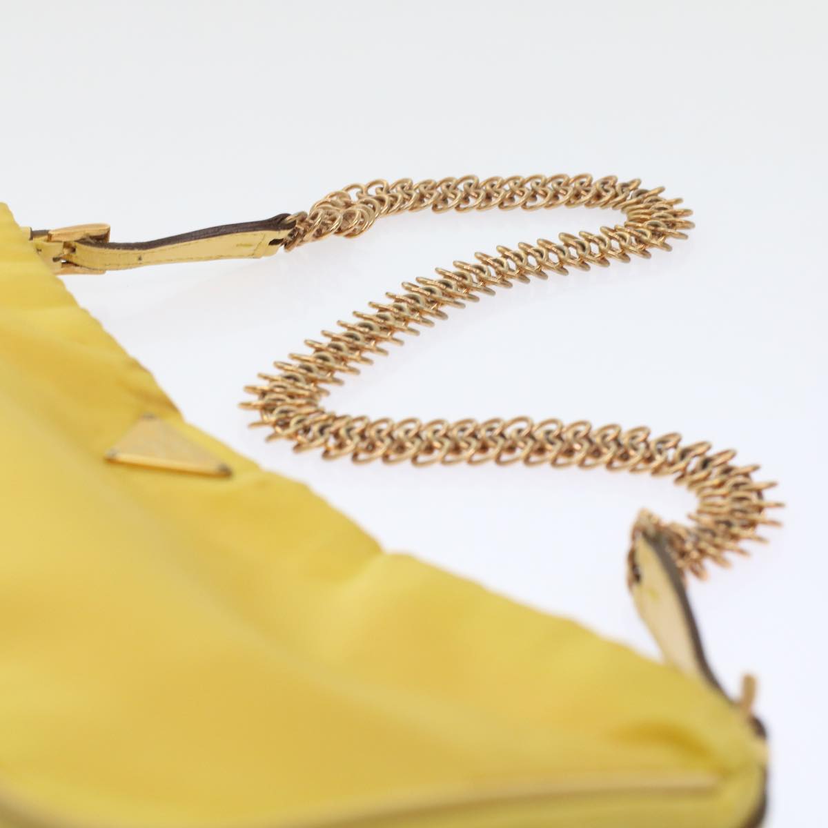 PRADA Chain Shoulder Bag Nylon Yellow  hk780