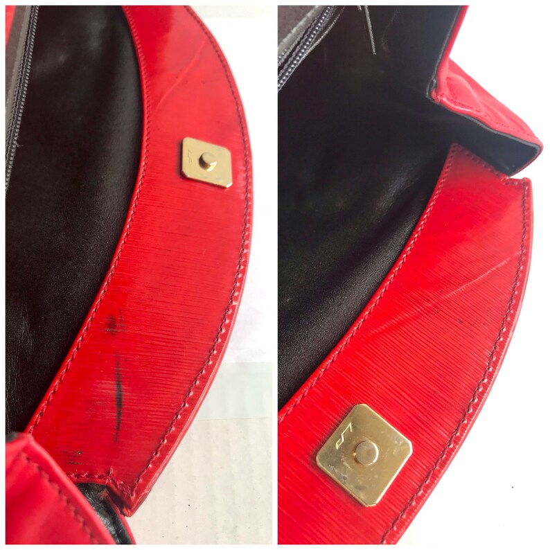 FENDI 80's vintage red patent enamel and nappa leather oval round shape shoulder purse