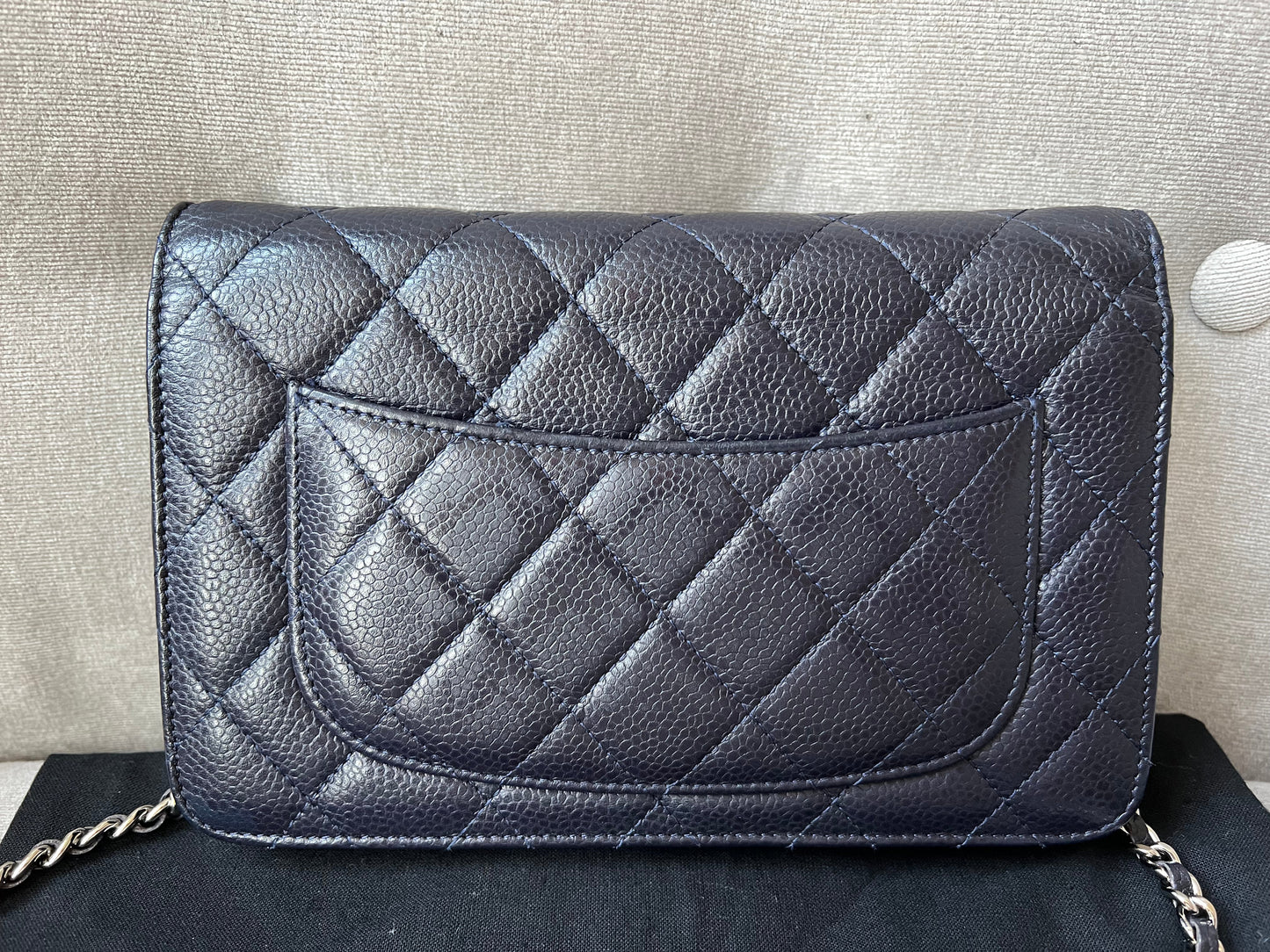 Chanel Navy Caviar Wallet on Chain With Silver Hardware (RRP £2,490)