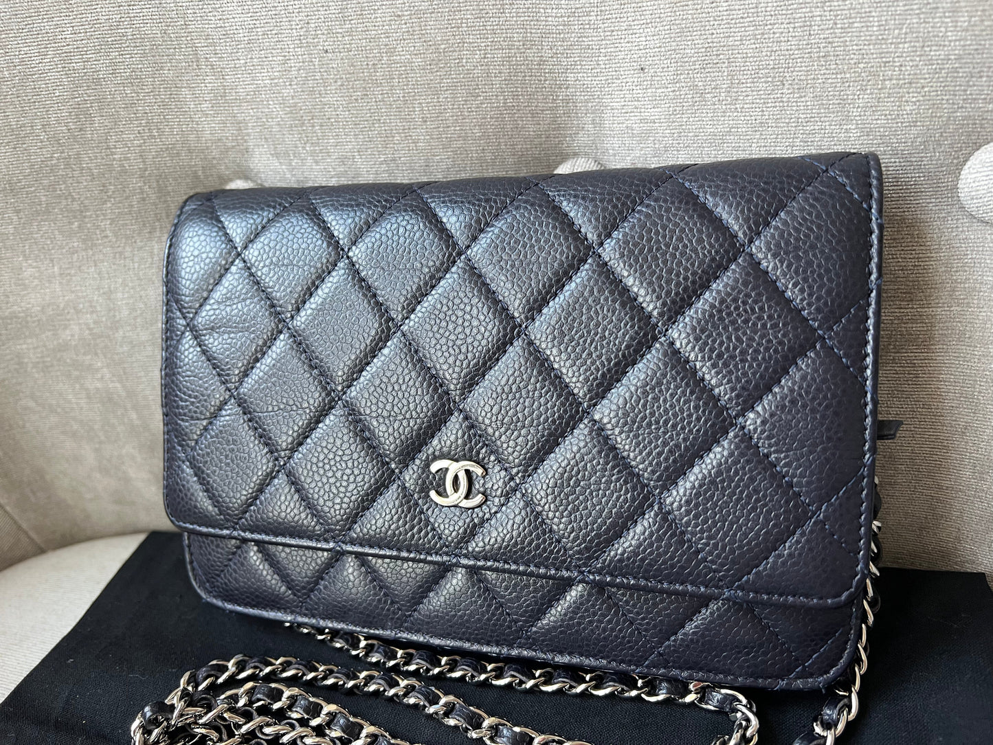 Chanel Navy Caviar Wallet on Chain With Silver Hardware (RRP £2,490)