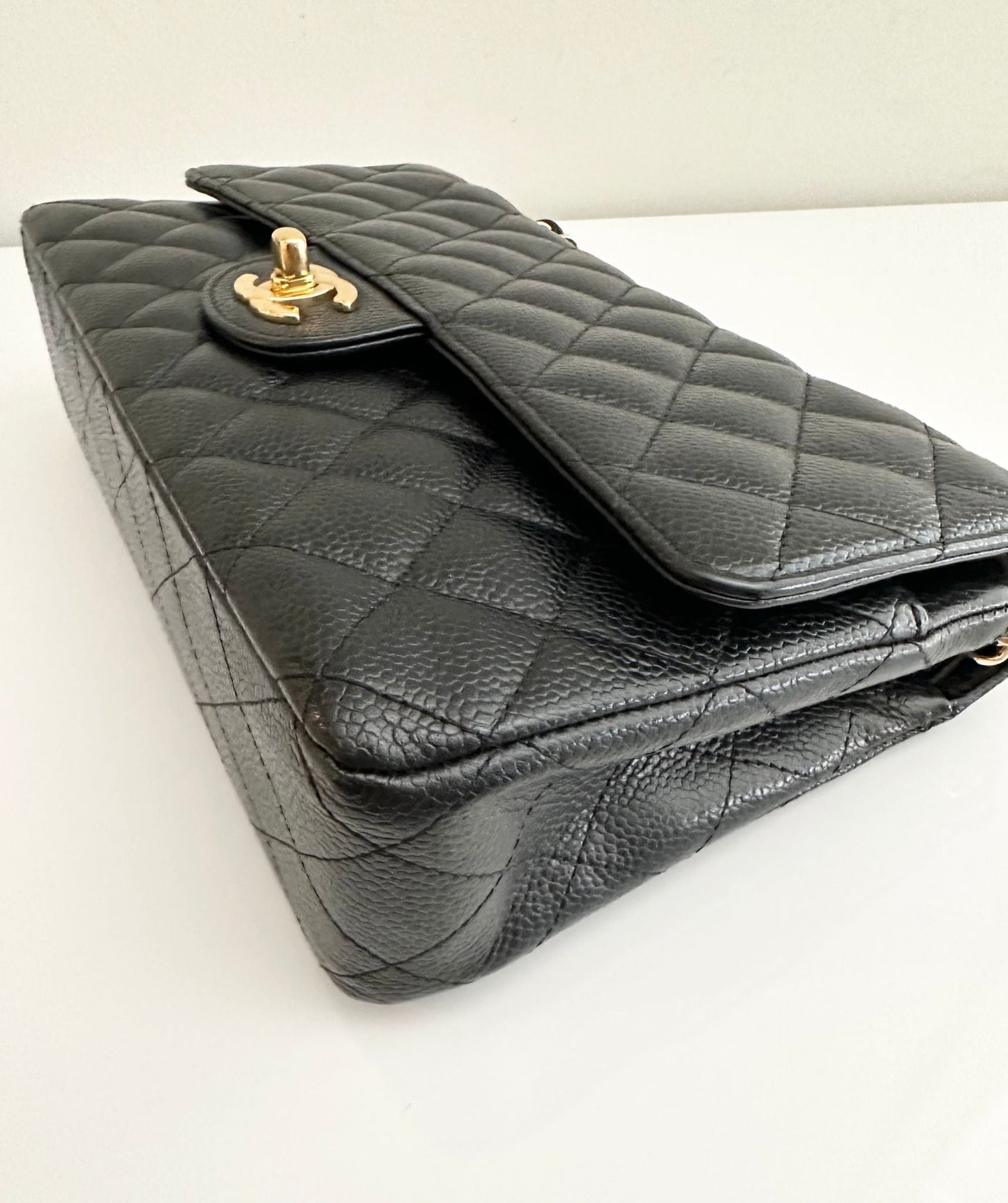 Vintage CHANEL Medium Classic Double Flap Black Caviar Leather