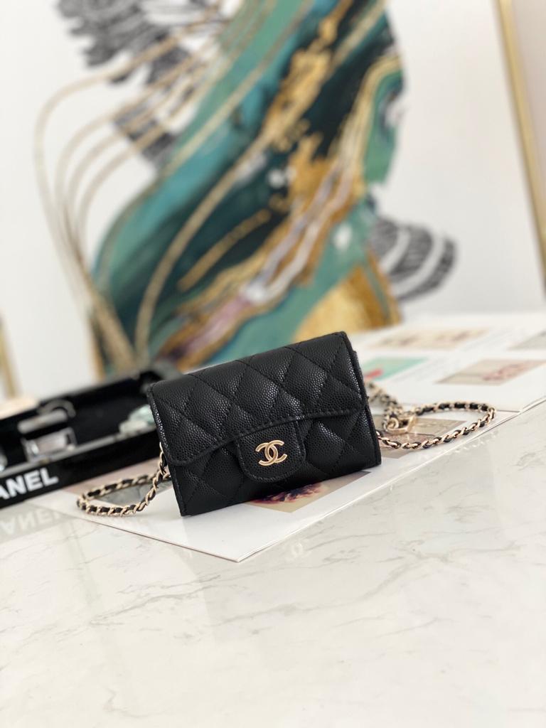 Chanel mini wallet on chain caviar Leather