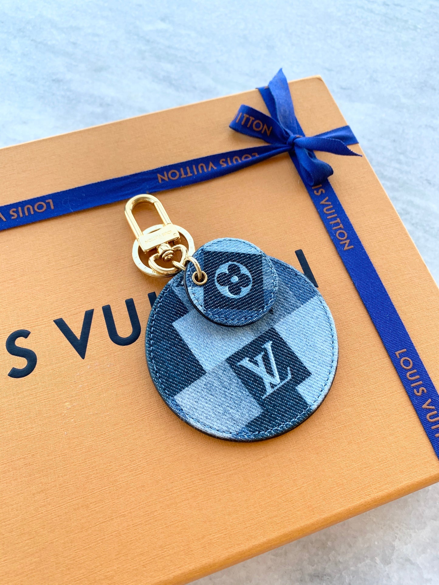 [SOLD]Louis Vuitton Denim Monogram Patchwork Bag Charm/Key Holder