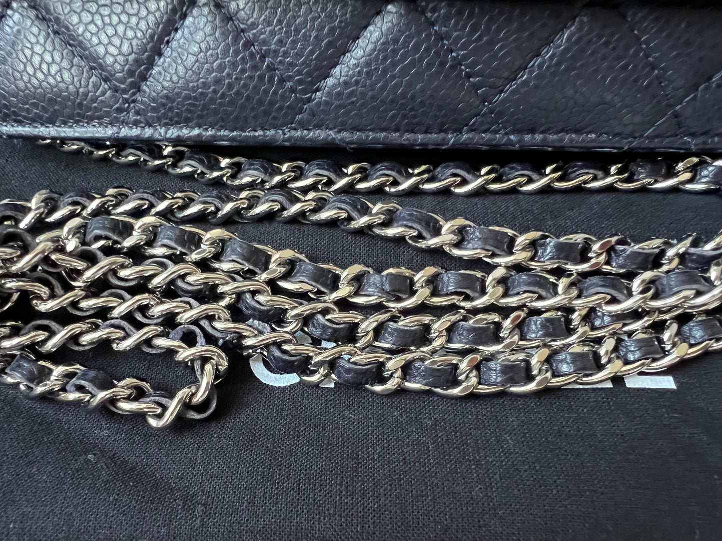 Chanel Navy Caviar Wallet on Chain With Silver Hardware (RRP £2,490)