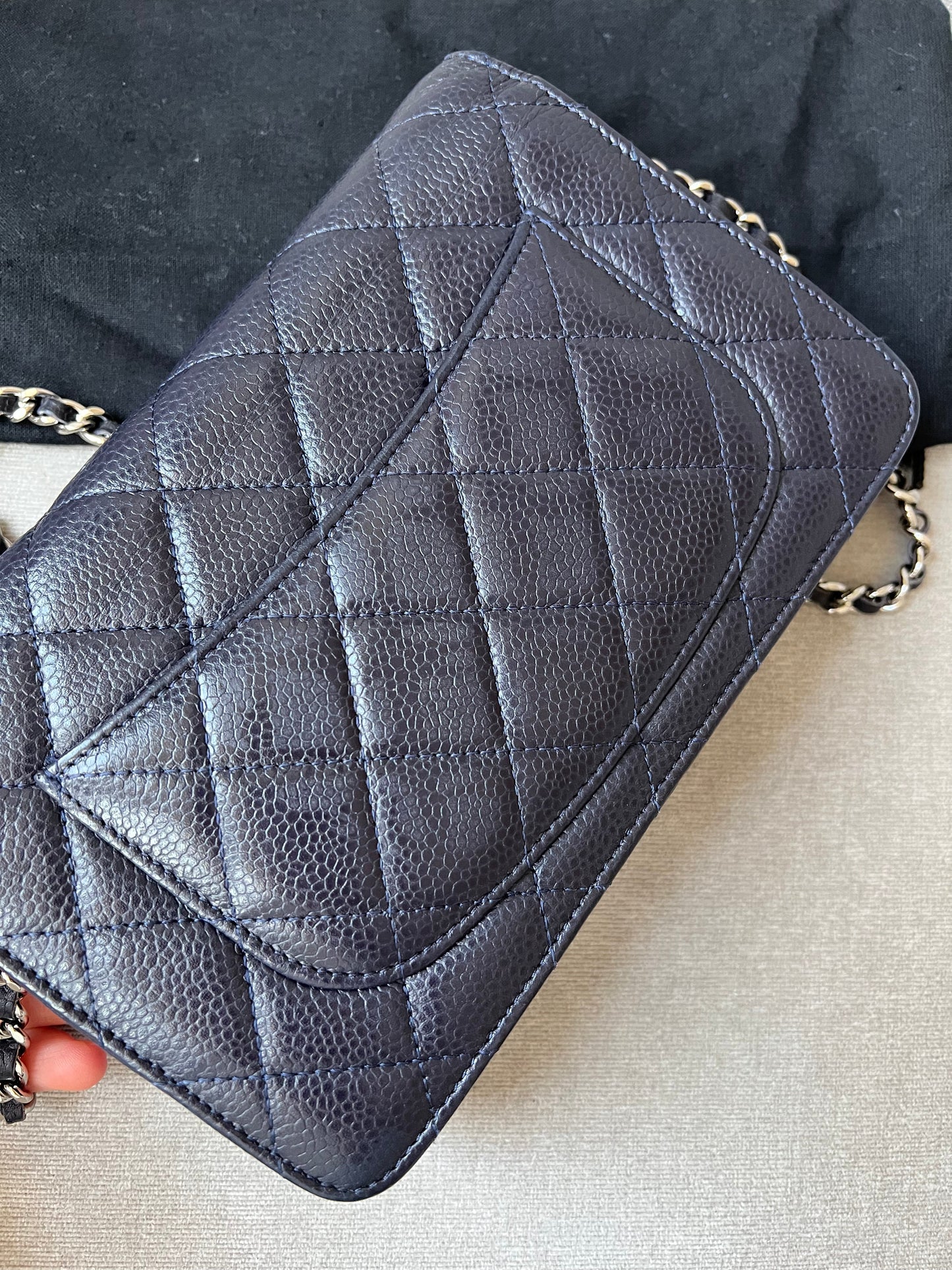 Chanel Navy Caviar Wallet on Chain With Silver Hardware (RRP £2,490)