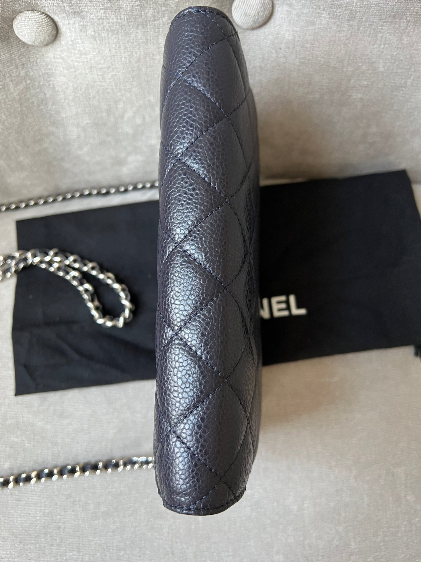 Chanel Navy Caviar Wallet on Chain With Silver Hardware (RRP £2,490)