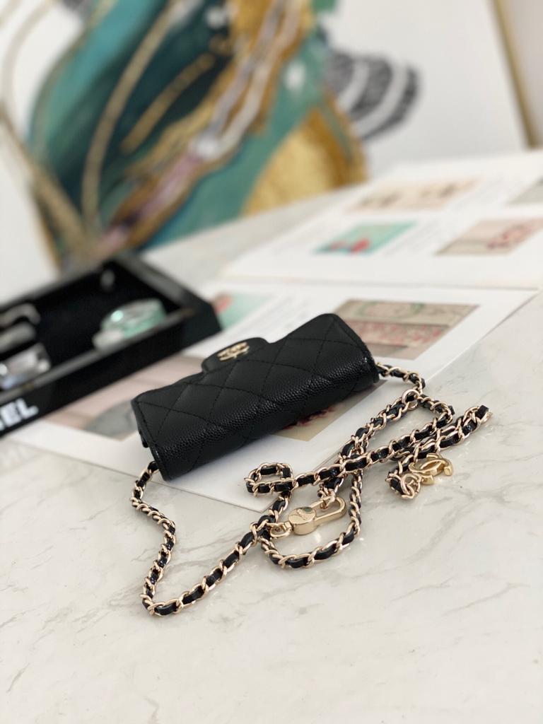 Chanel mini wallet on chain caviar Leather