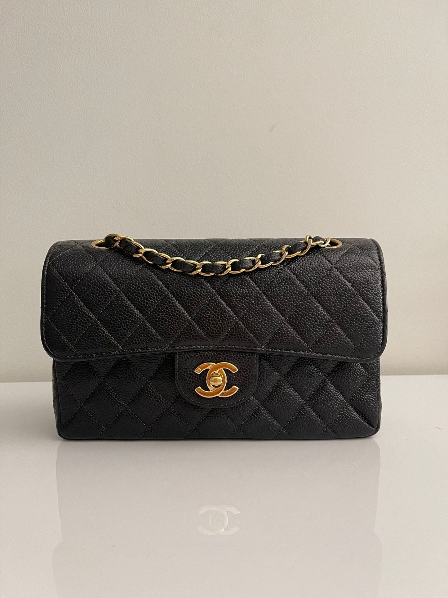 Vintage CHANEL Small Caviar Classic Double Flap Black