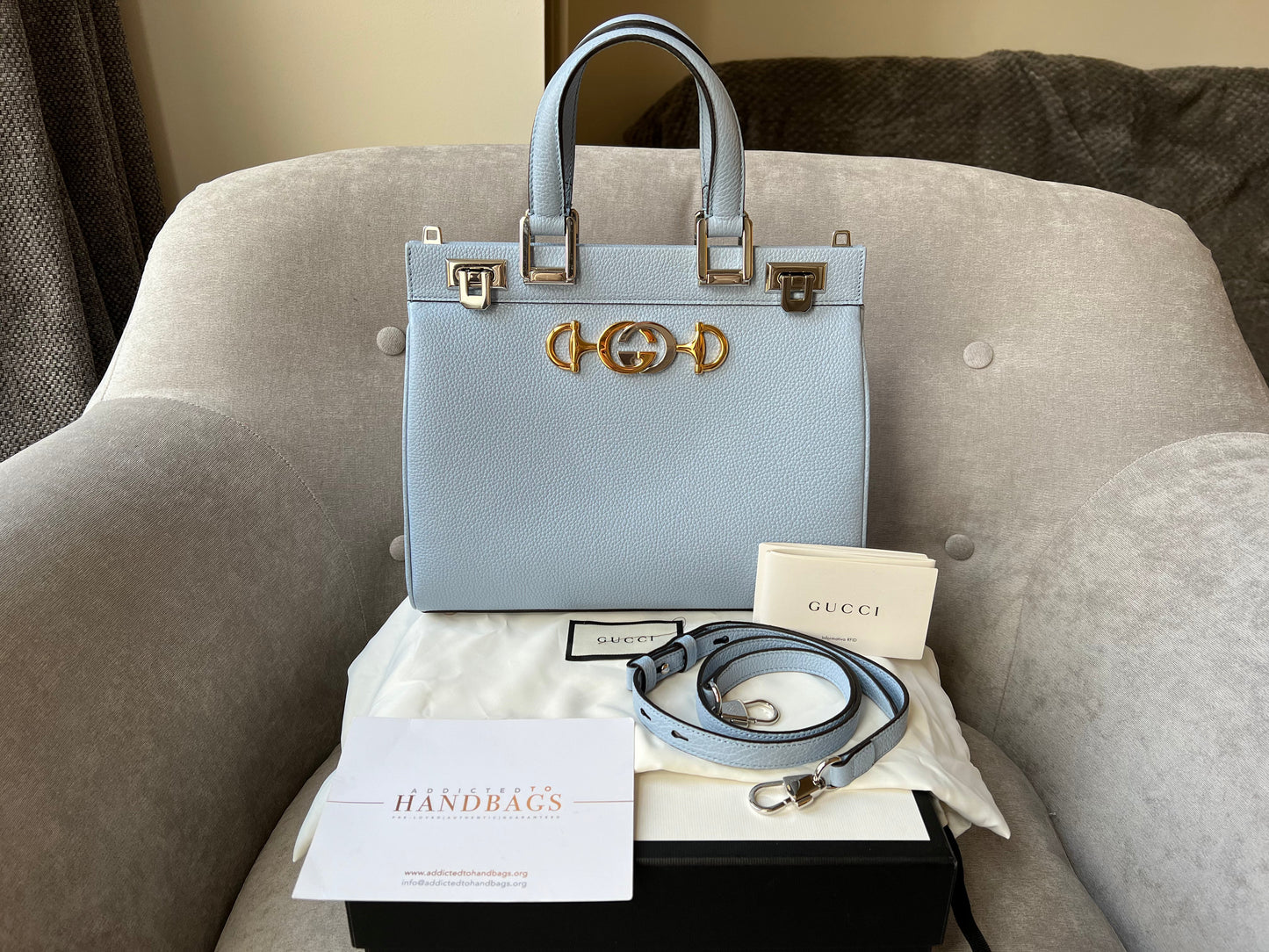 Gucci Pale Blue Medium Zumi Tote