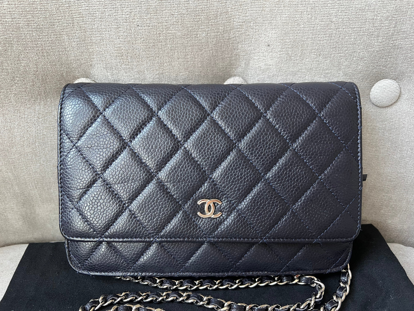 Chanel Navy Caviar Wallet on Chain With Silver Hardware (RRP £2,490)