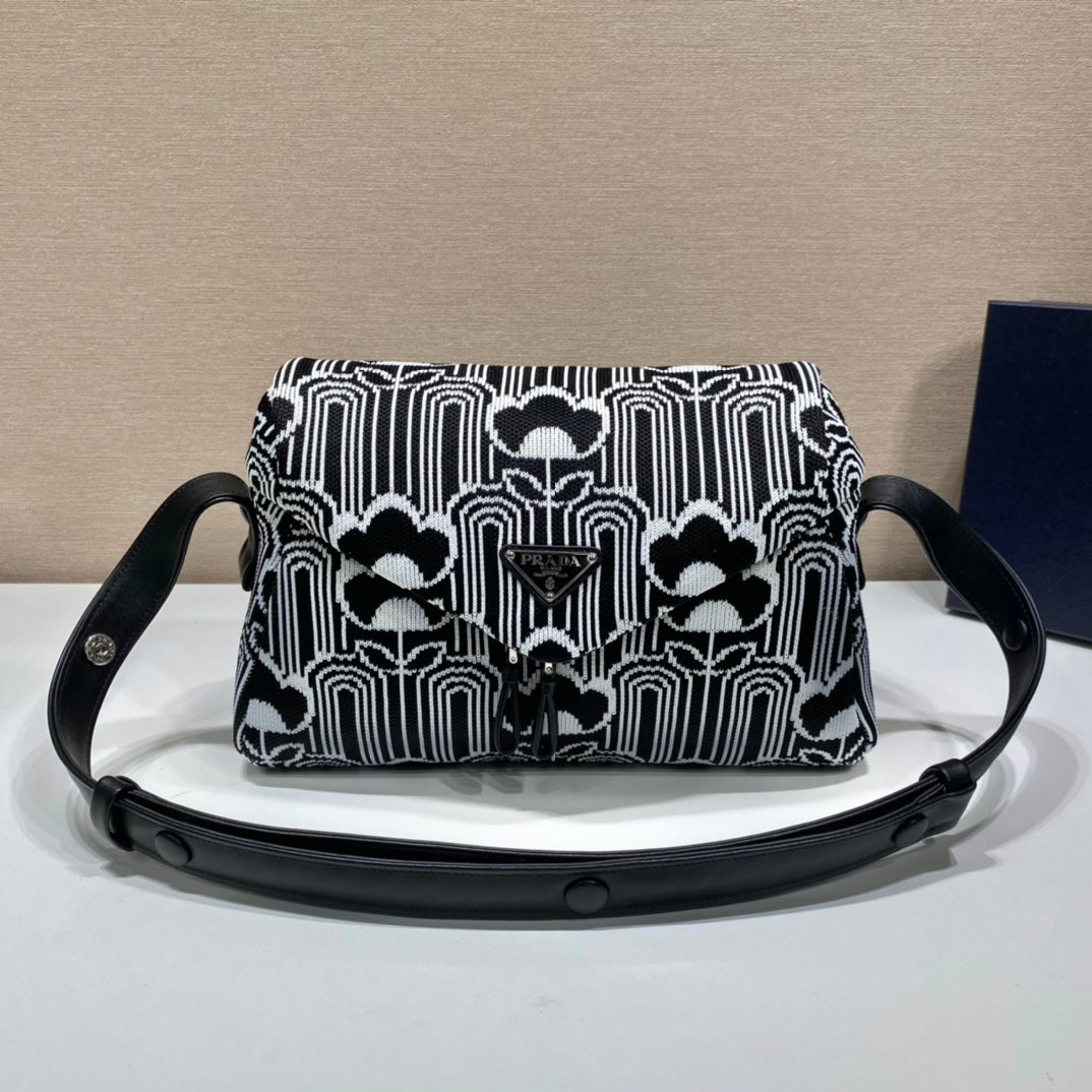 Prada Jacquard Knit An Leather Signaux Bag