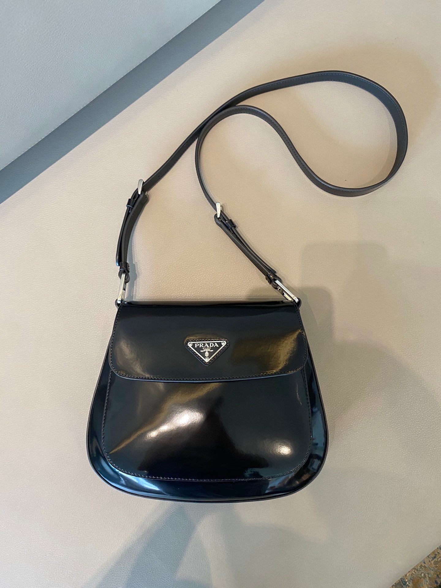 Prada Cleo brushed Leather Shoulder Bag With Flap