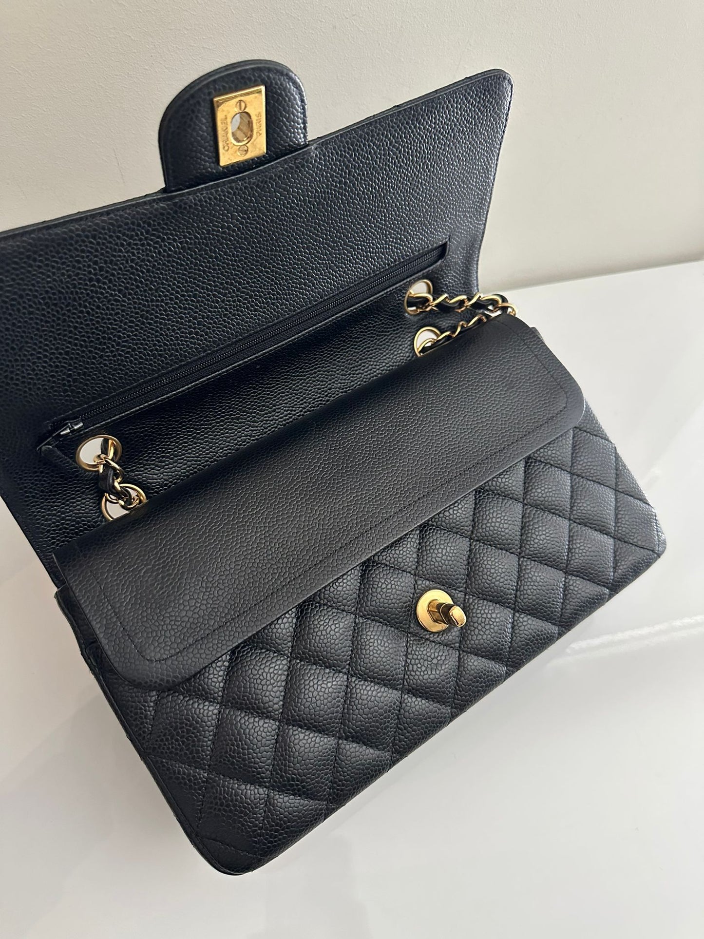 Vintage CHANEL Medium Classic Double Flap Black Caviar Leather