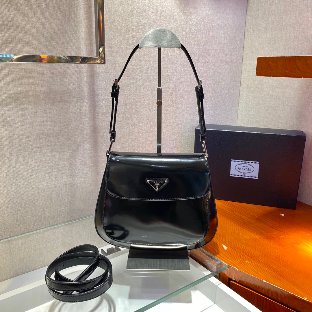 Prada Cleo brushed Leather Shoulder Bag With Flap