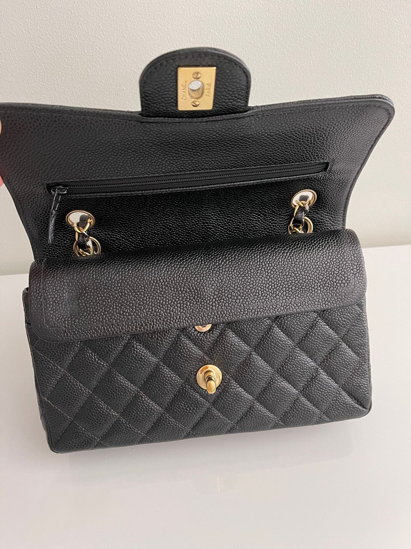 Vintage CHANEL Small Caviar Classic Double Flap Black