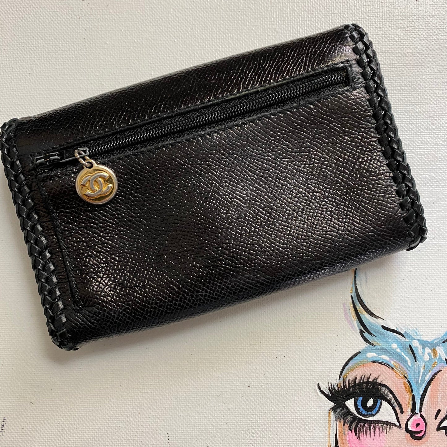 The Junco Bifold Wallet - Vintage Chanel Caviar Skin in Black