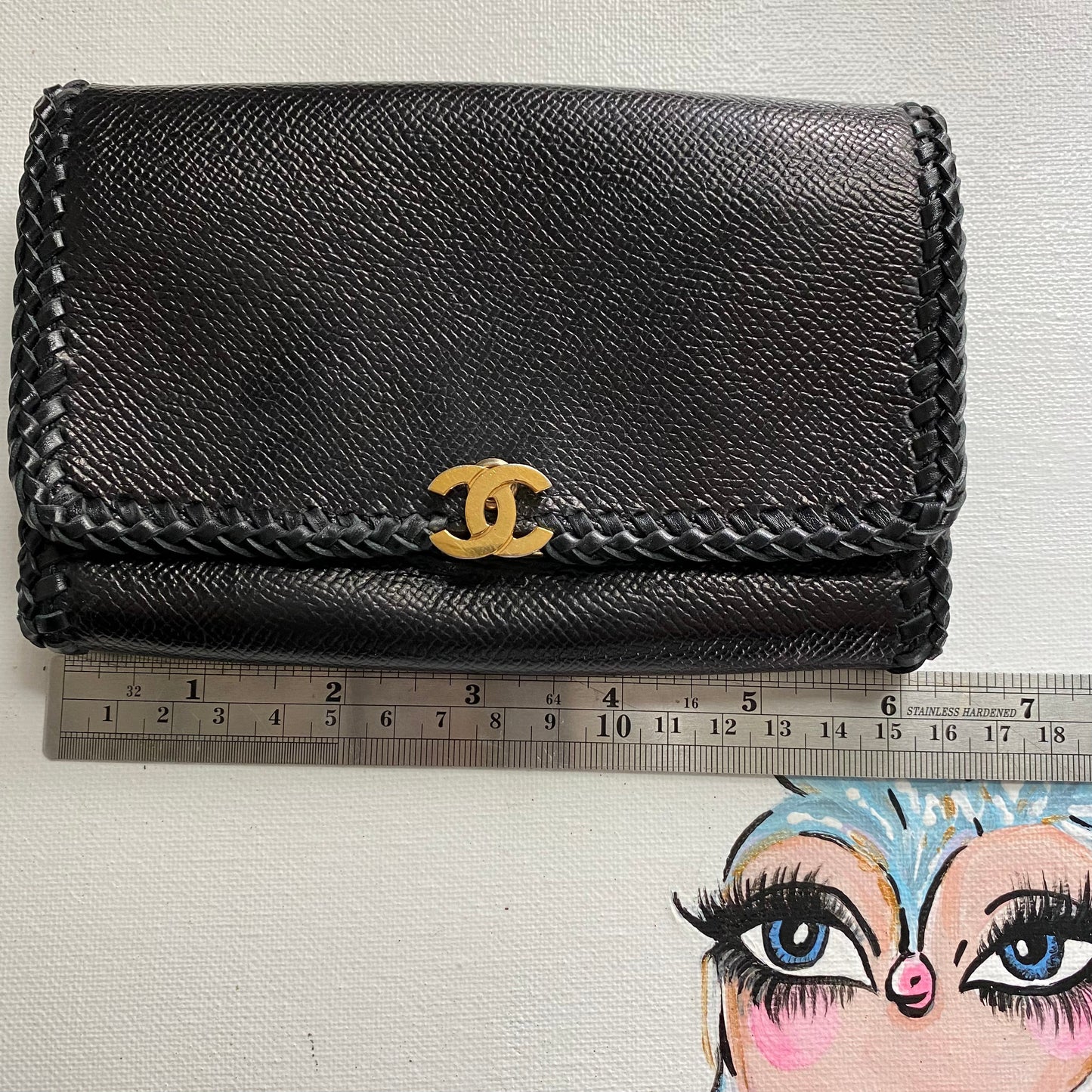 The Junco Bifold Wallet - Vintage Chanel Caviar Skin in Black