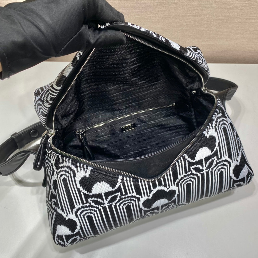 Prada Jacquard Knit An Leather Signaux Bag