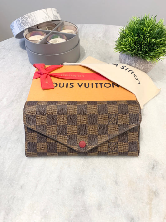 LOUIS VUITTON Damier Ebene Josephine Wallet In Fuchsia