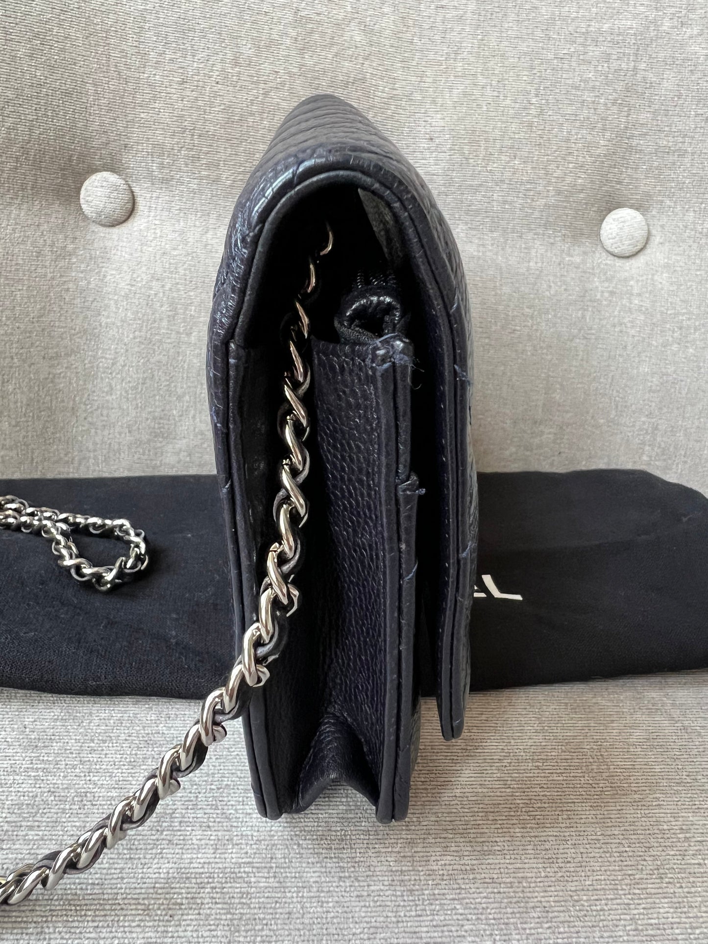 Chanel Navy Caviar Wallet on Chain With Silver Hardware (RRP £2,490)