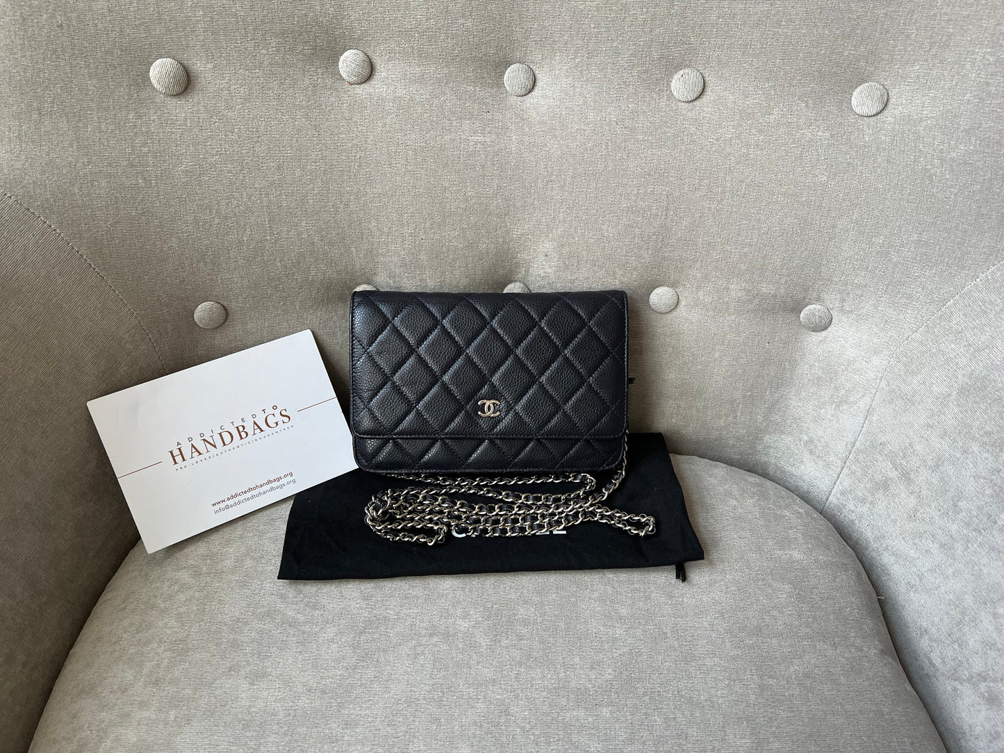 Chanel Navy Caviar Wallet on Chain With Silver Hardware (RRP £2,490)