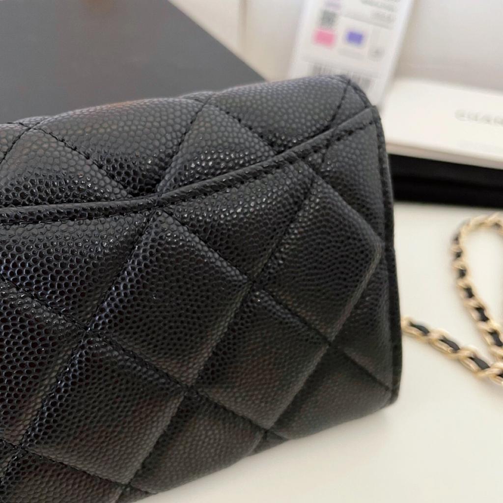 Chanel mini wallet on chain caviar Leather