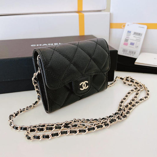 Chanel mini wallet on chain caviar Leather