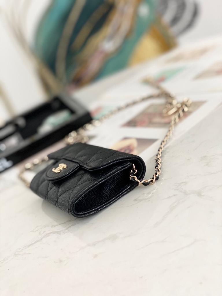 Chanel mini wallet on chain caviar Leather