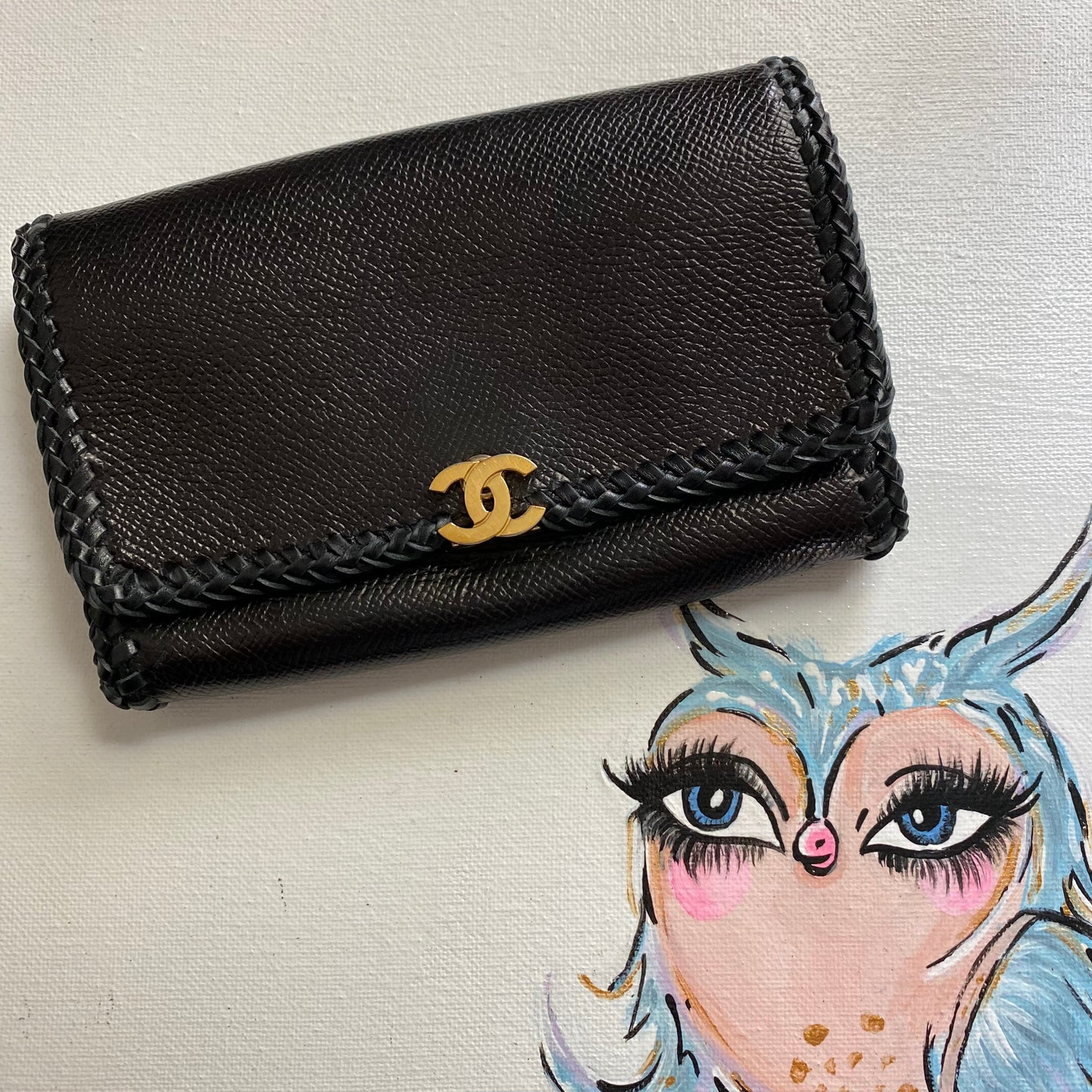 The Junco Bifold Wallet - Vintage Chanel Caviar Skin in Black