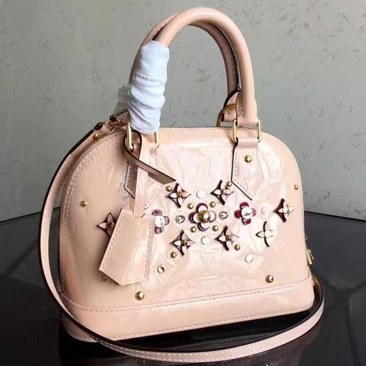 Louis Vuitton Alma BB Tote Bag Monogram Vernis Rose Ballerine