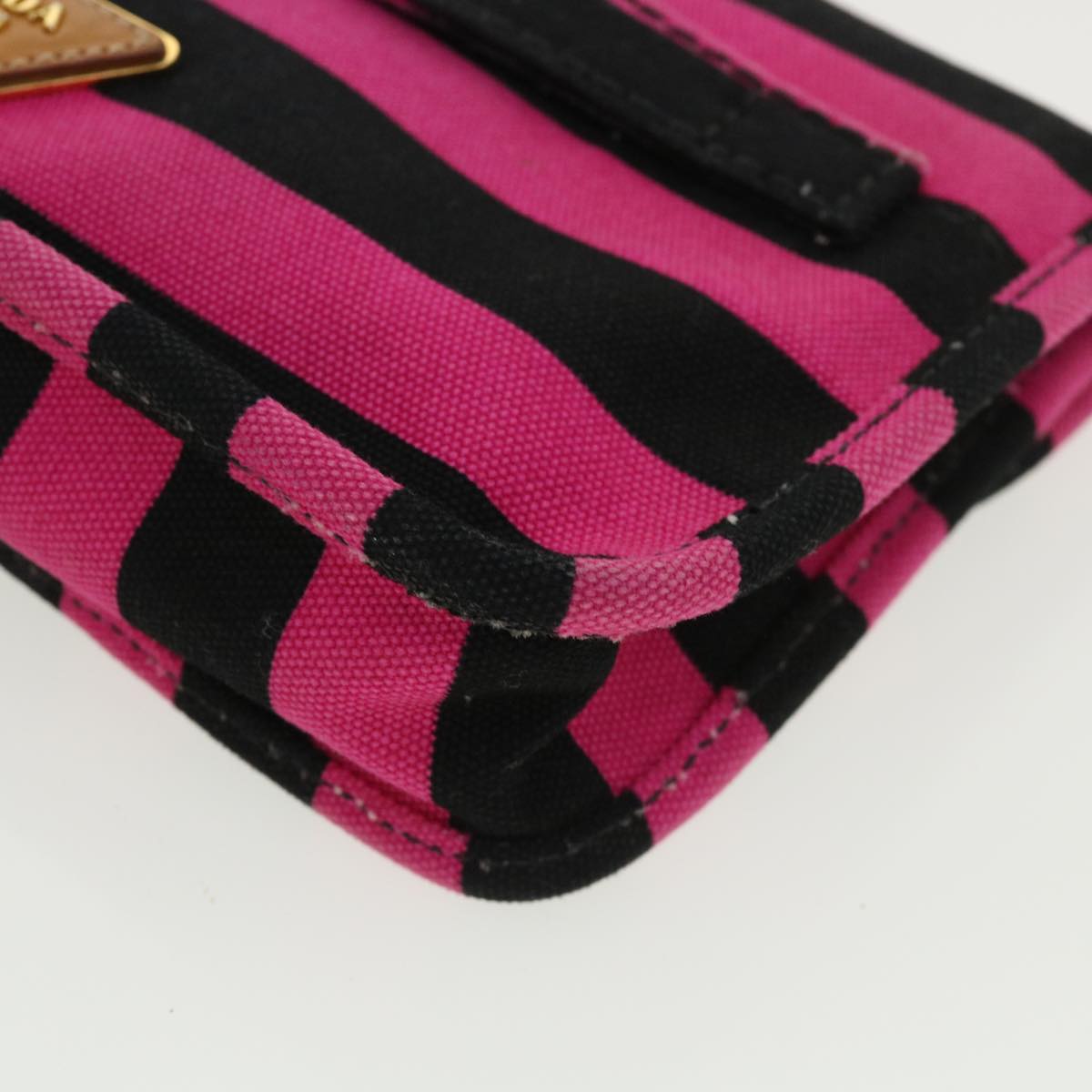 PRADA Clutch Bag Canvas Black Pink  jk3025