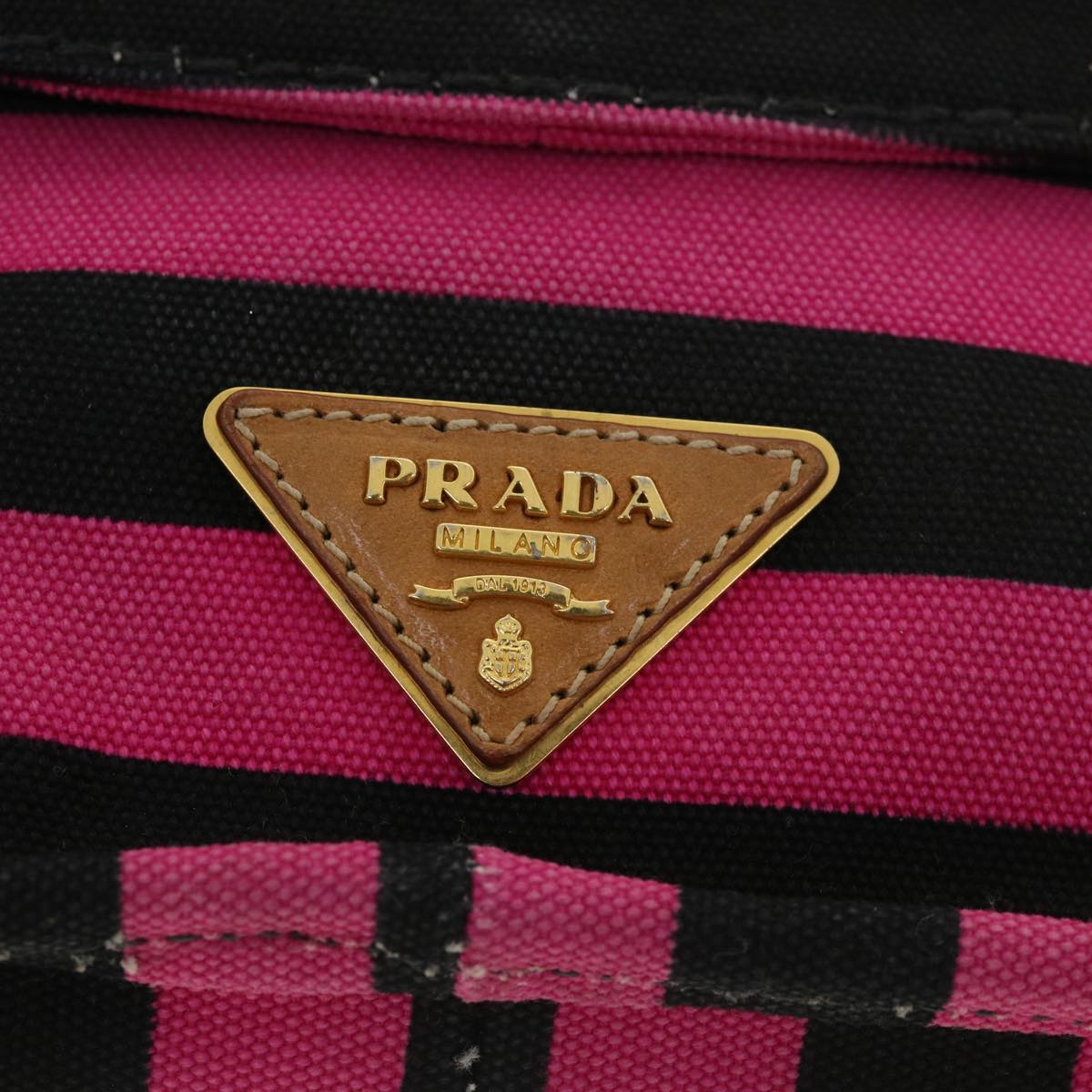 PRADA Clutch Bag Canvas Black Pink  jk3025