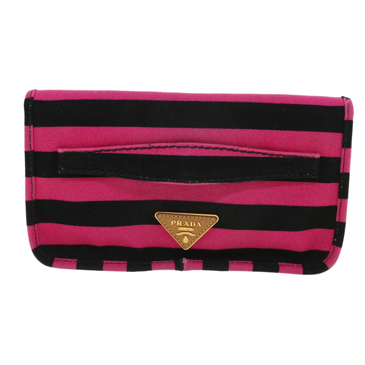 PRADA Clutch Bag Canvas Black Pink  jk3025