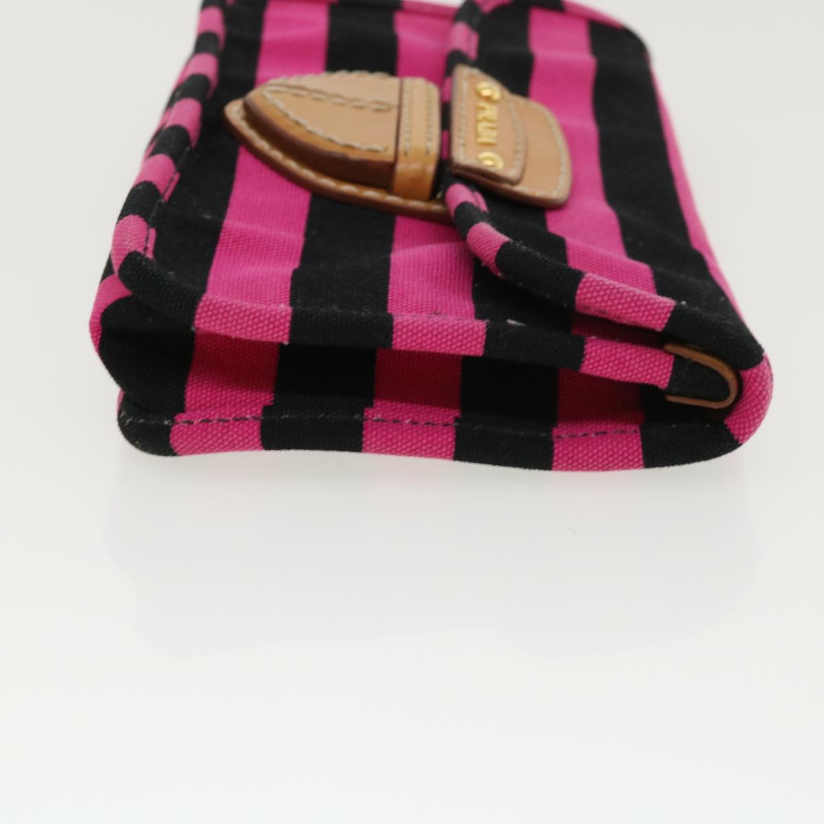 PRADA Clutch Bag Canvas Black Pink  jk3025