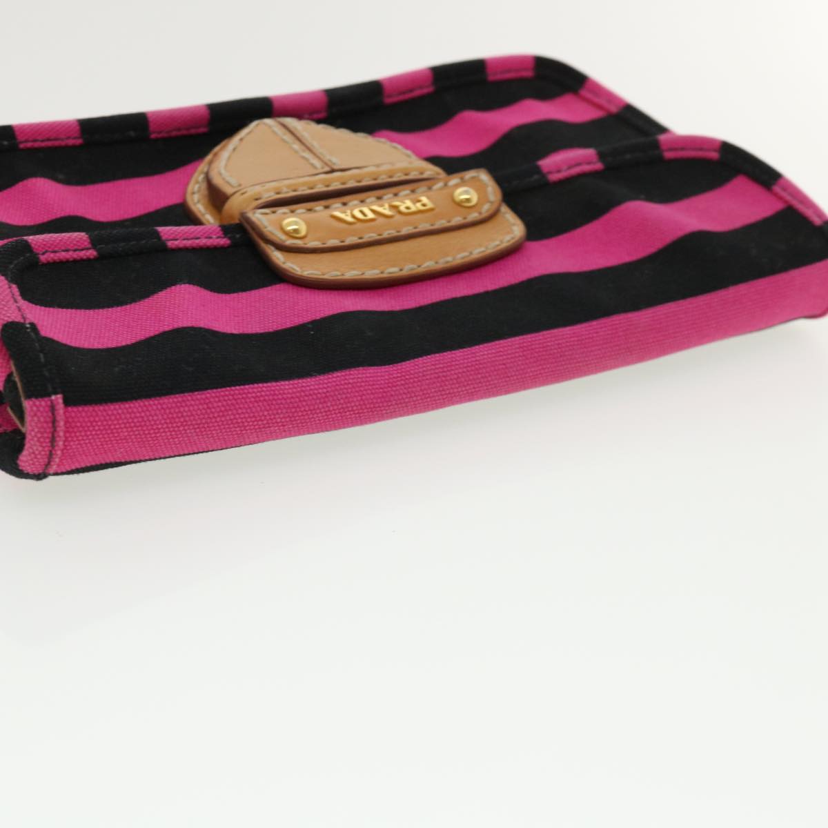 PRADA Clutch Bag Canvas Black Pink  jk3025