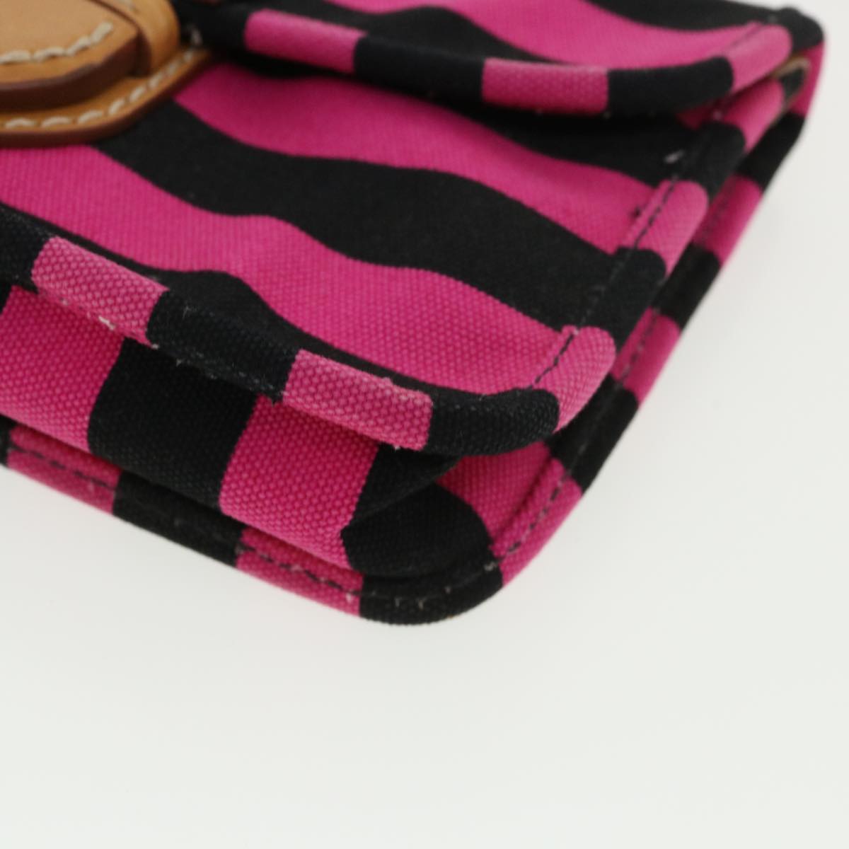 PRADA Clutch Bag Canvas Black Pink  jk3025