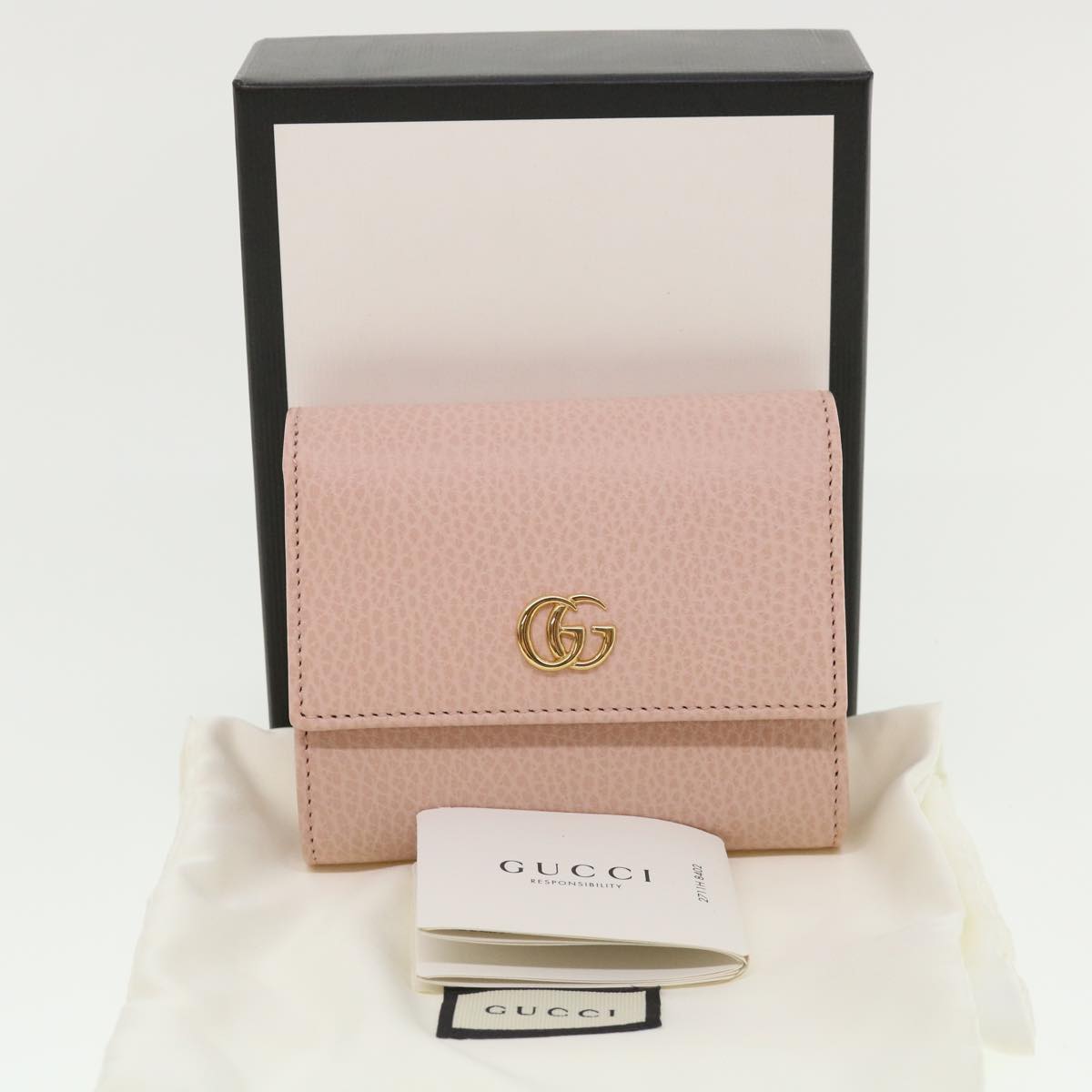 GUCCI GG Marmont Wallet Leather Pink 546584 Auth ki2633