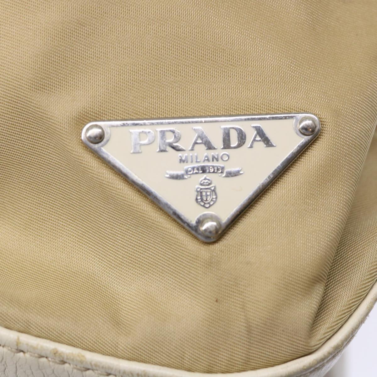 PRADA Hand Bag Nylon Leather Beige  ki3154