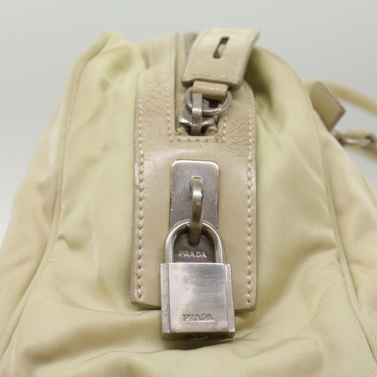 PRADA Hand Bag Nylon White  ki3224