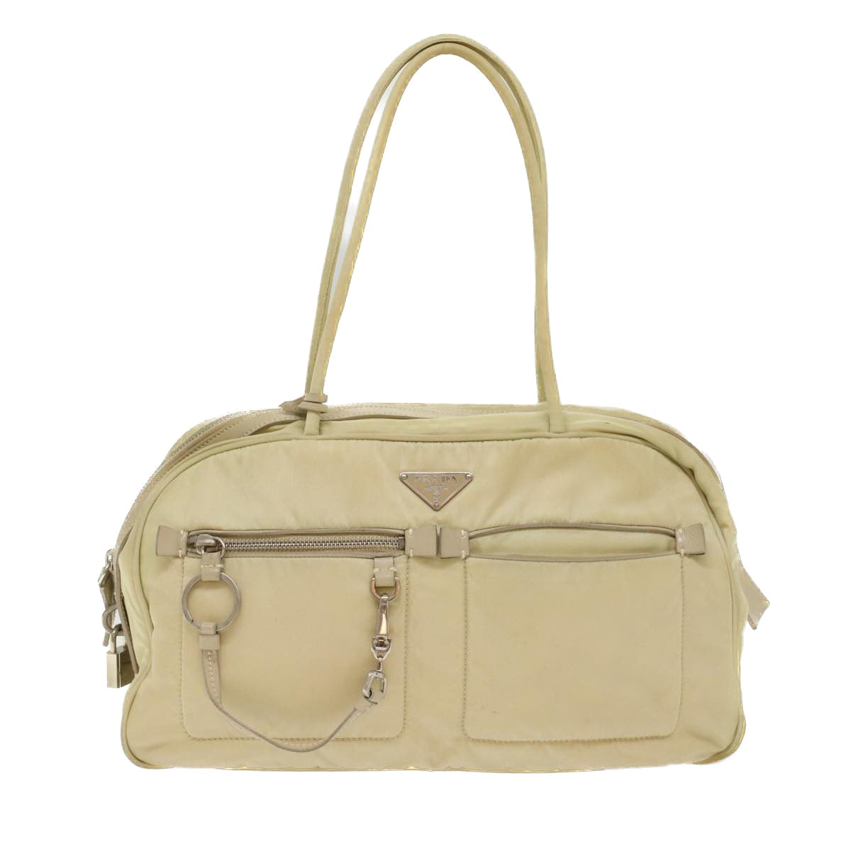 PRADA Hand Bag Nylon White  ki3224