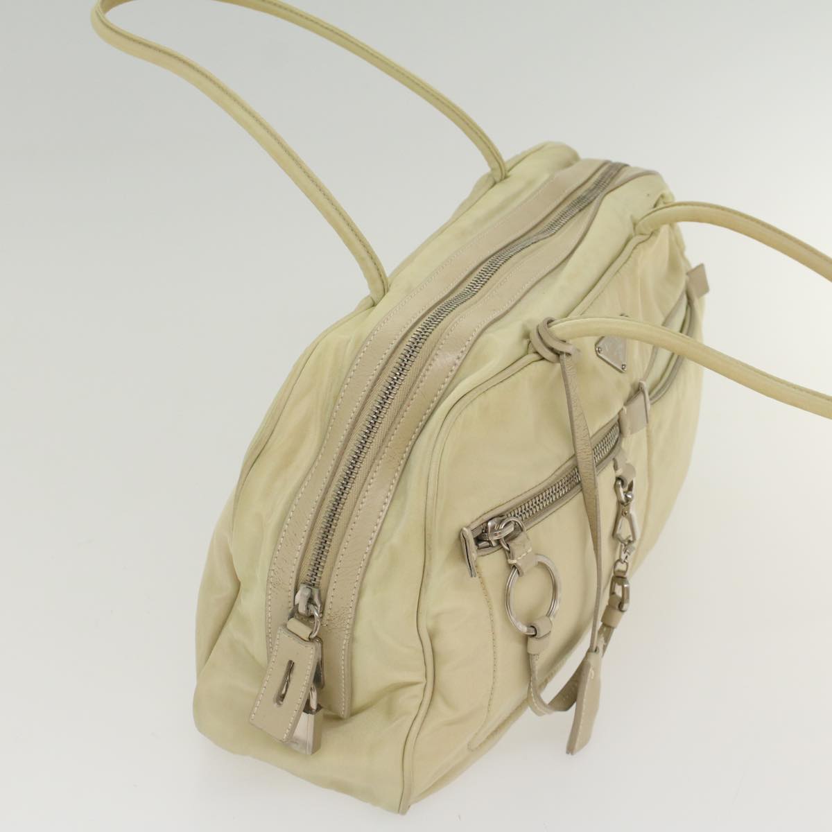 PRADA Hand Bag Nylon White  ki3224