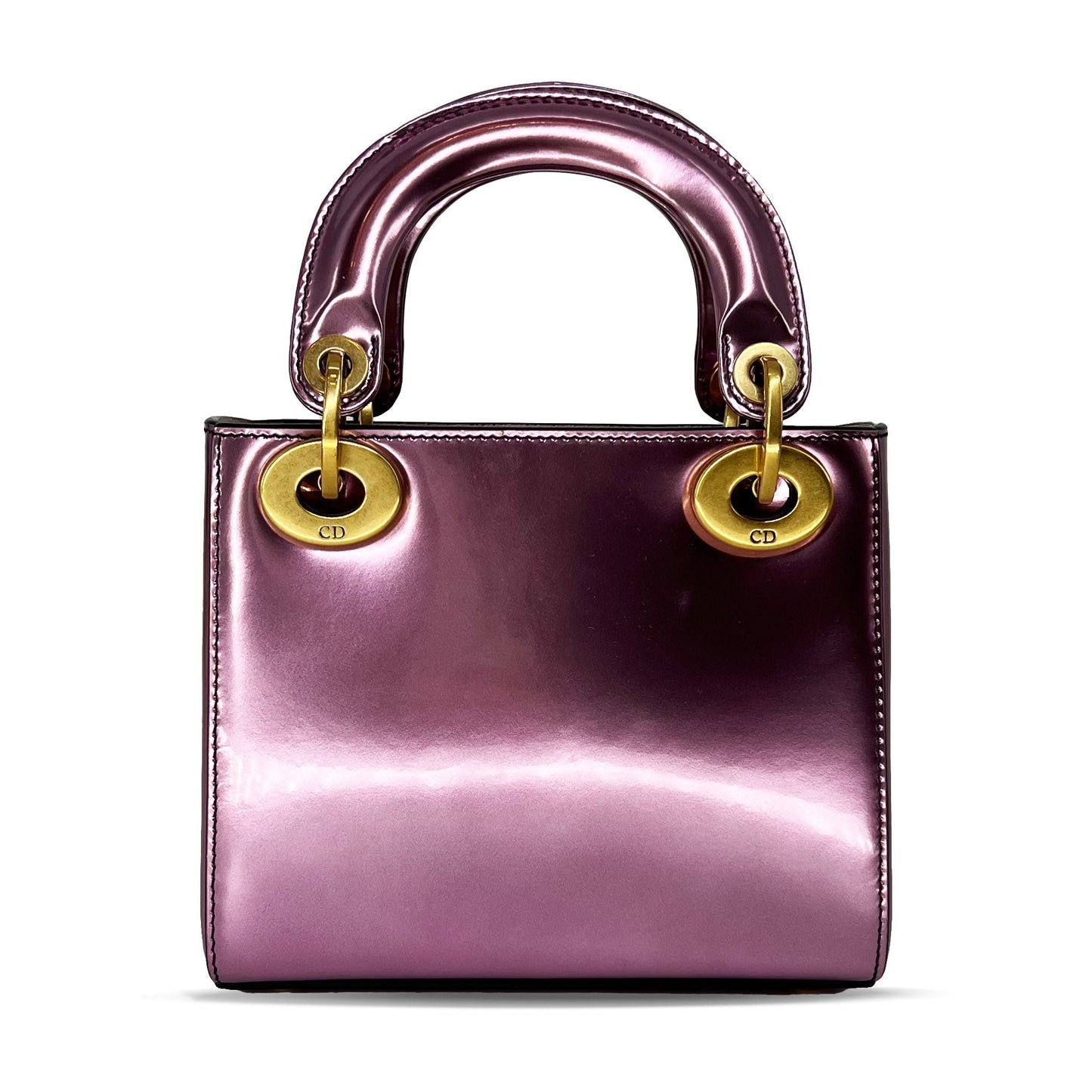 Mini Lady Dior bag metallic pink calfskin