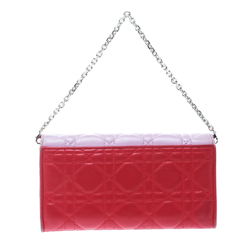 DIOR Two Tone Pink Cannage Leather Lady  Rendez-Vous Wallet