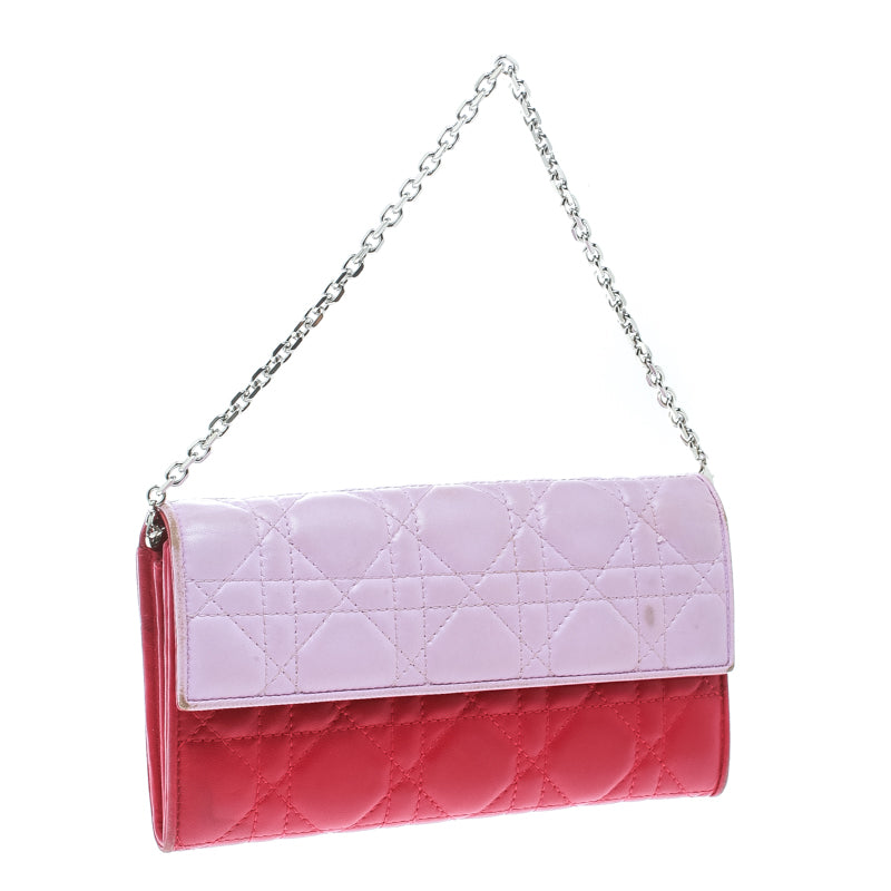 DIOR Two Tone Pink Cannage Leather Lady  Rendez-Vous Wallet