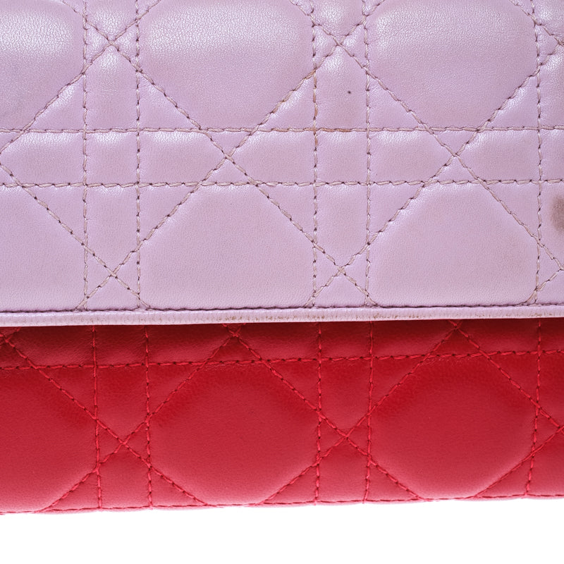 DIOR Two Tone Pink Cannage Leather Lady  Rendez-Vous Wallet