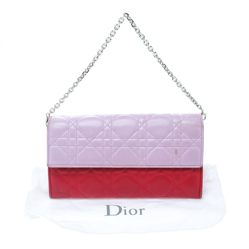 DIOR Two Tone Pink Cannage Leather Lady  Rendez-Vous Wallet