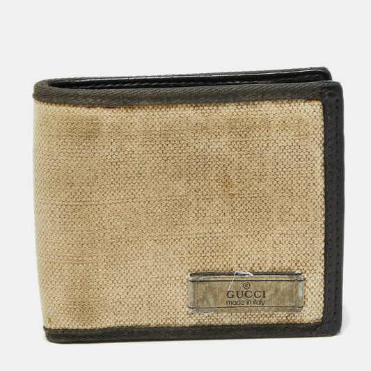 Gucci Beige/Brown Canvas and Leather Bifold Wallet