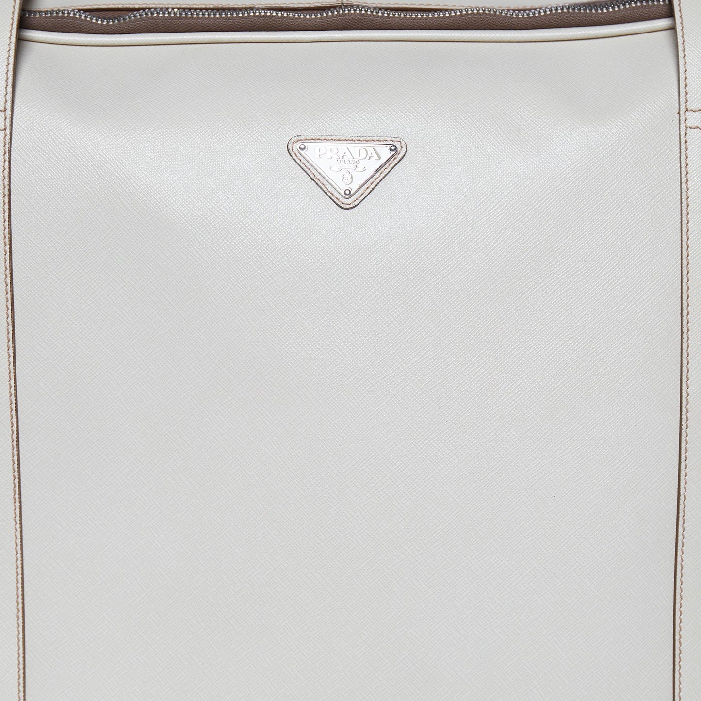 PRADA Off White Saffiano Travel Valigia Suitcase