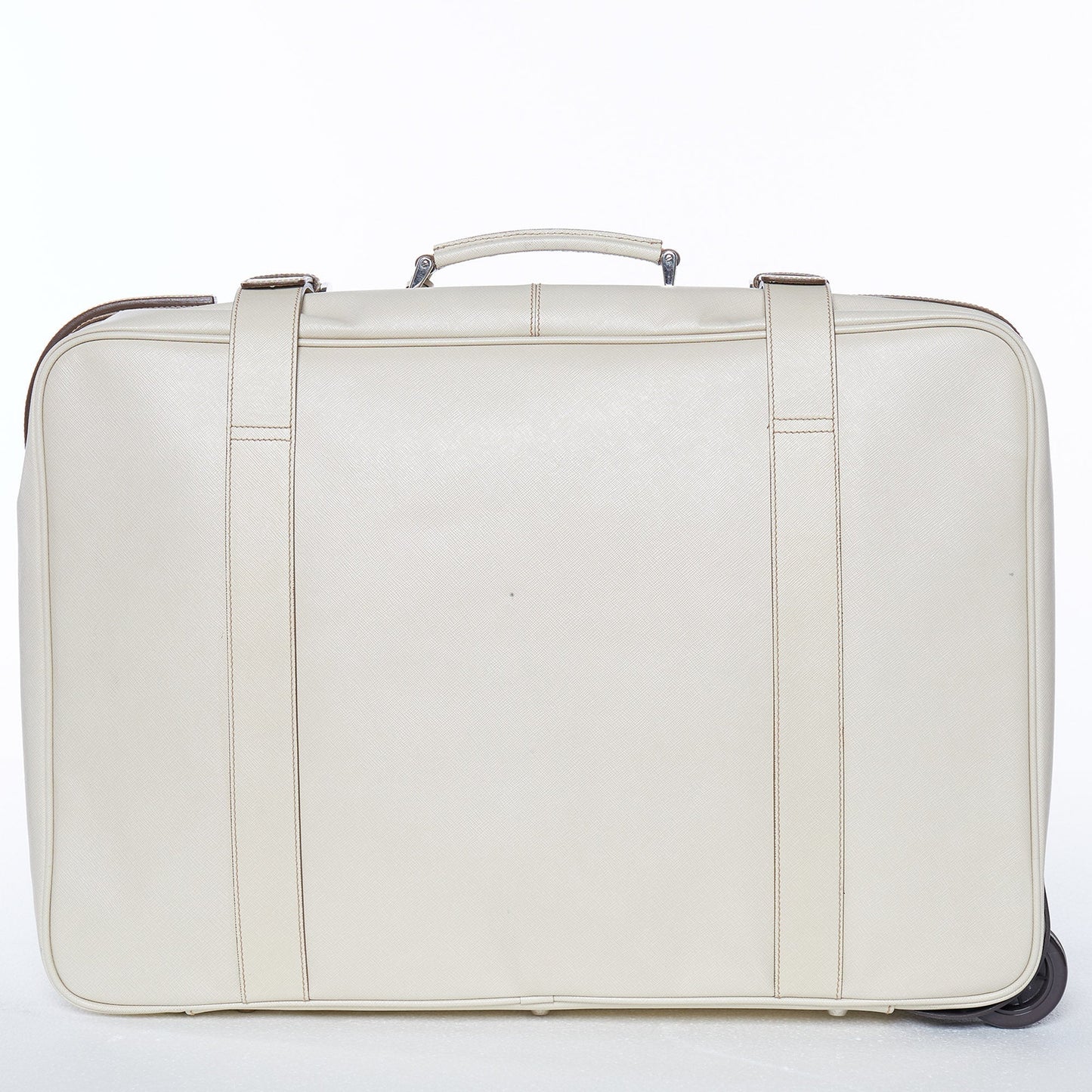 PRADA Off White Saffiano Travel Valigia Suitcase