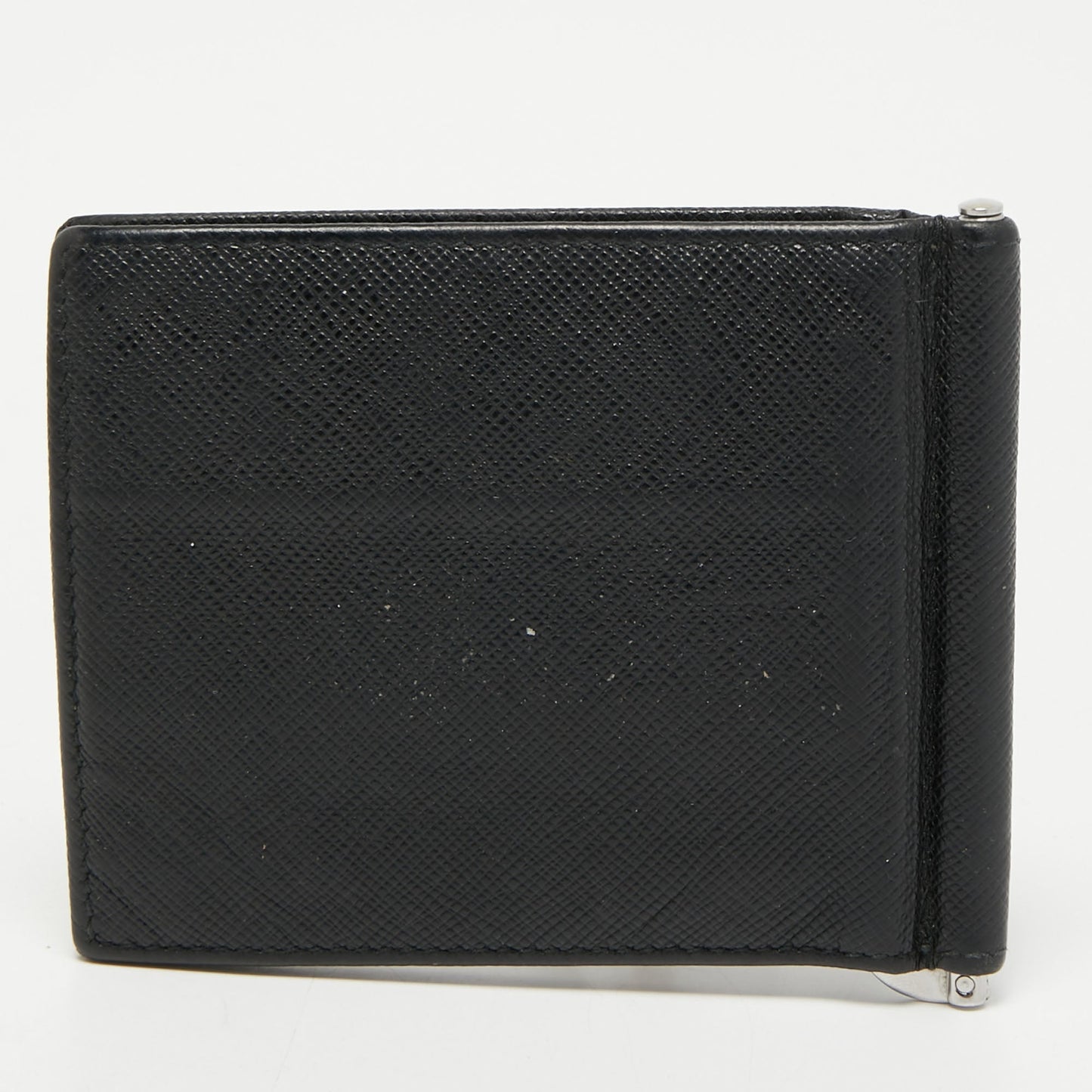 PRADA Saffiano Metal Leather Money Clip Bifold Wallet